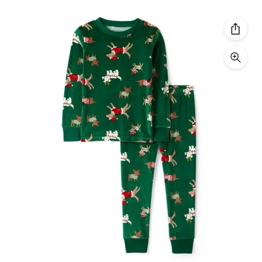 Carter's Festive Green Pajama Set Size 12 Months (1080)
